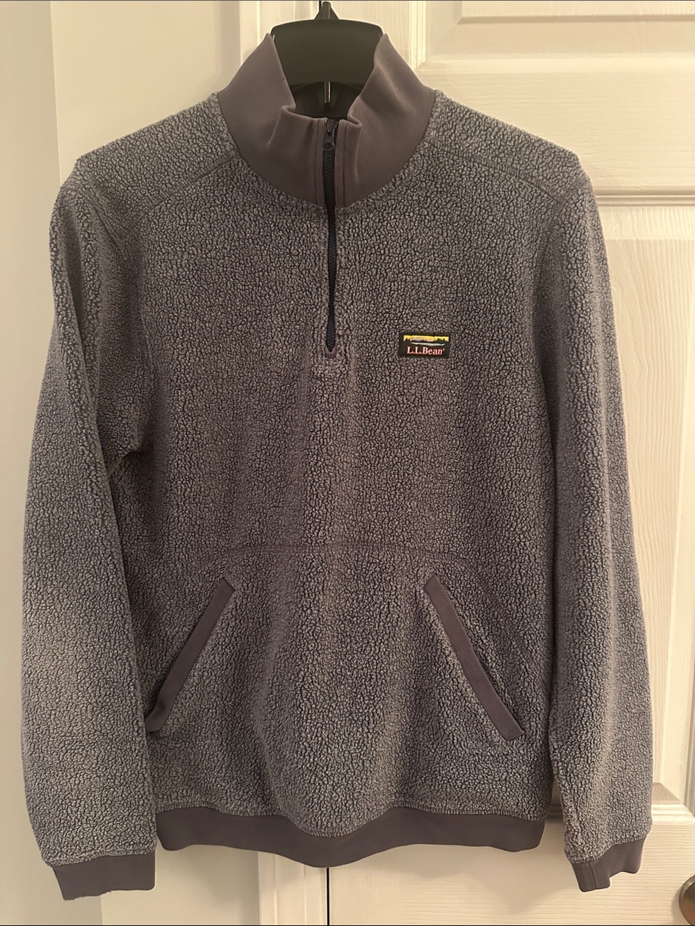 L.L. Bean Sherpa Quarter-Zip Pullover in Gray- Cozy & Comfy- Unisex Small